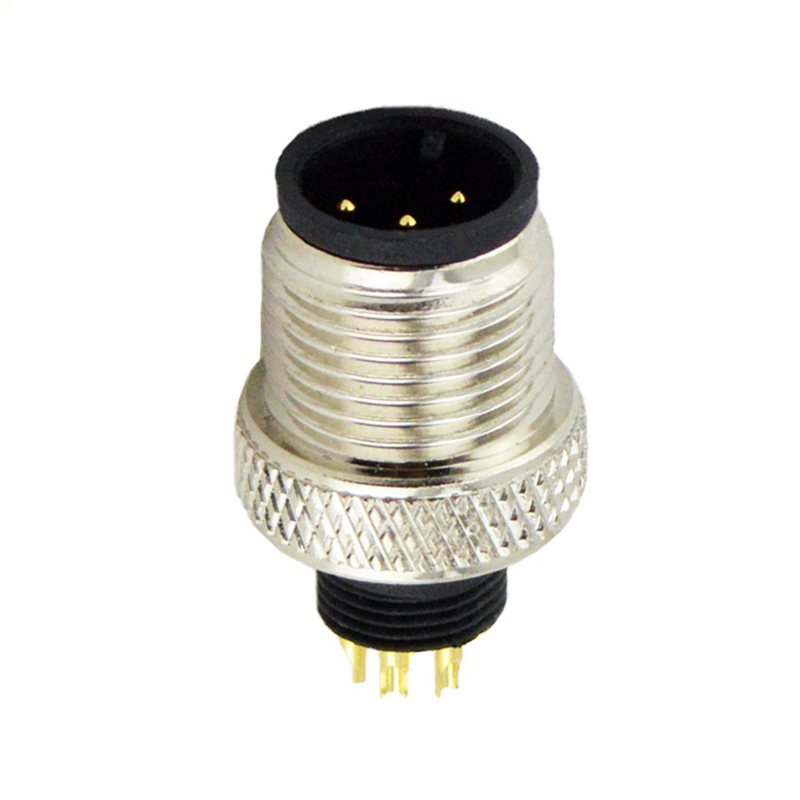 M12 3pins A code male moldable connector,unshielded,brass with nickel plated screw